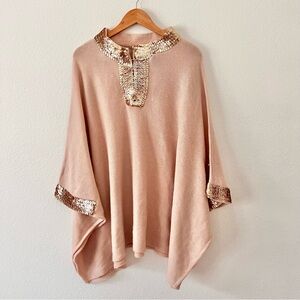 Anthony Originals Rose Gold Sequin Sweater Poncho
